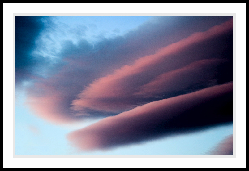 Two spears of clouds at dusk.